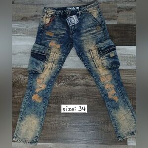 🤩NWT- Born Fly Slim Fit Distressed Jeans with TINI WASH SZ 34